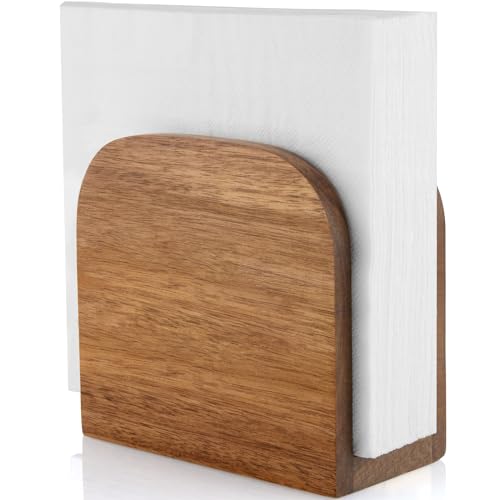 ALELION Acacia Wood Napkin Holder for Table, Wooden Upright Napkin Holders for Kitchen, Standing Napkin Dispenser for Kitchen Dining Room Party Cocktail Outdoor Use - Image 1