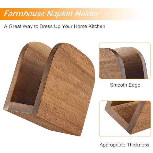 ALELION Acacia Wood Napkin Holder for Table, Wooden Upright Napkin Holders for Kitchen, Standing Napkin Dispenser for Kitchen Dining Room Party Cocktail Outdoor Use - Image 5