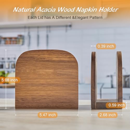 ALELION Acacia Wood Napkin Holder for Table, Wooden Upright Napkin Holders for Kitchen, Standing Napkin Dispenser for Kitchen Dining Room Party Cocktail Outdoor Use - Image 4