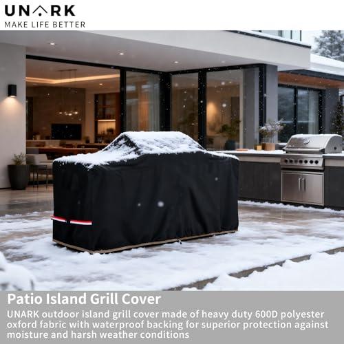UNARK 98 Inch Extra Large Grill Cover Kitchen Island Cover Large Island Grill Cover for Outdoor Grill Outdoor Kitchen Cover Heavy Duty Waterproof 98" L x 42" W x 48" H, Black - Image 3