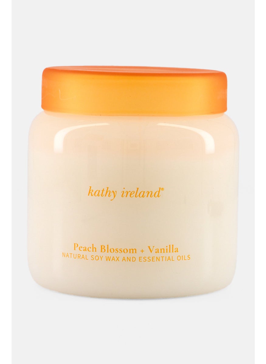 Kathy Ireland Peach Blossom and Vanilla Scented Candle 380 g, White  - Image 1