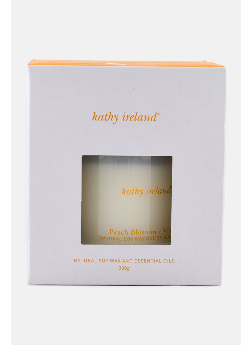Kathy Ireland Peach Blossom and Vanilla Scented Candle 380 g, White  - Image 3