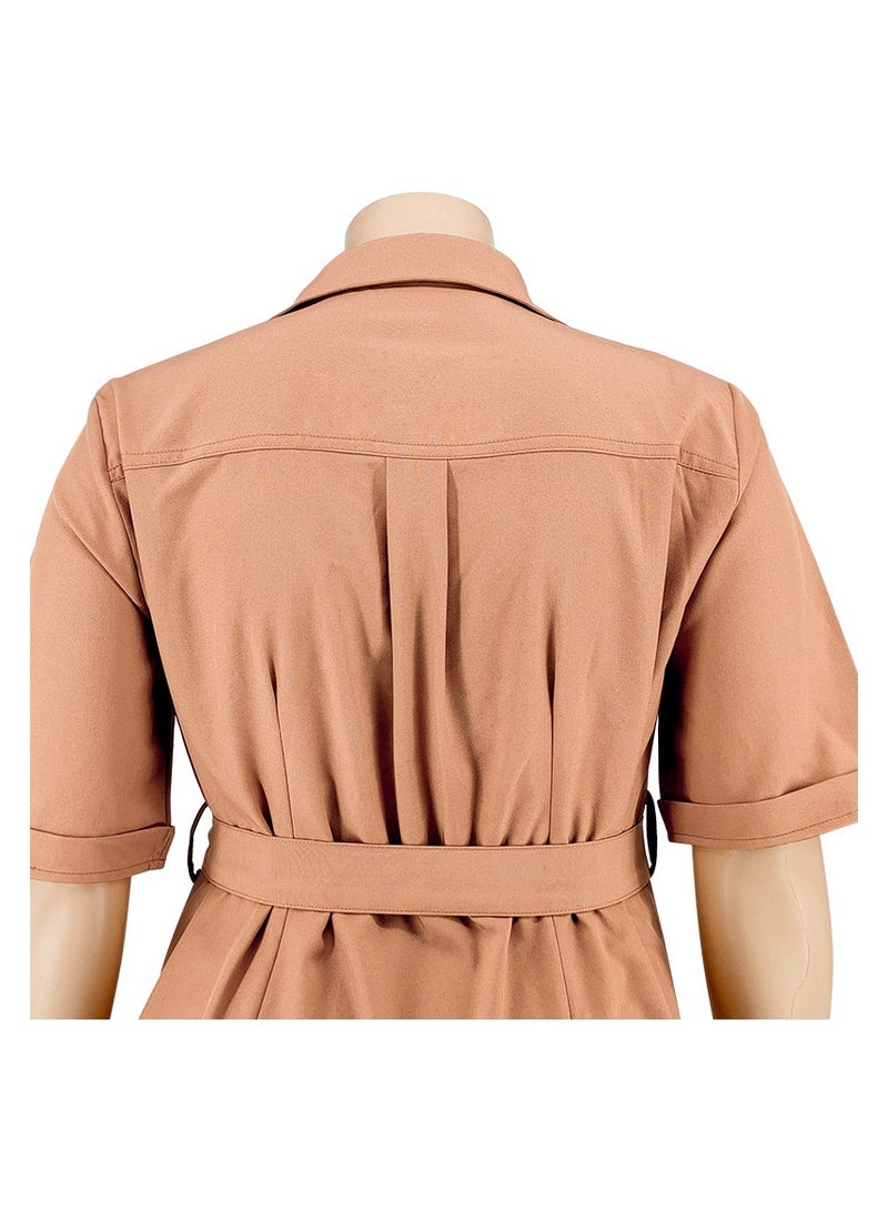 Shougu New Solid Color Short Sleeved Shirt Dress  - Image 3