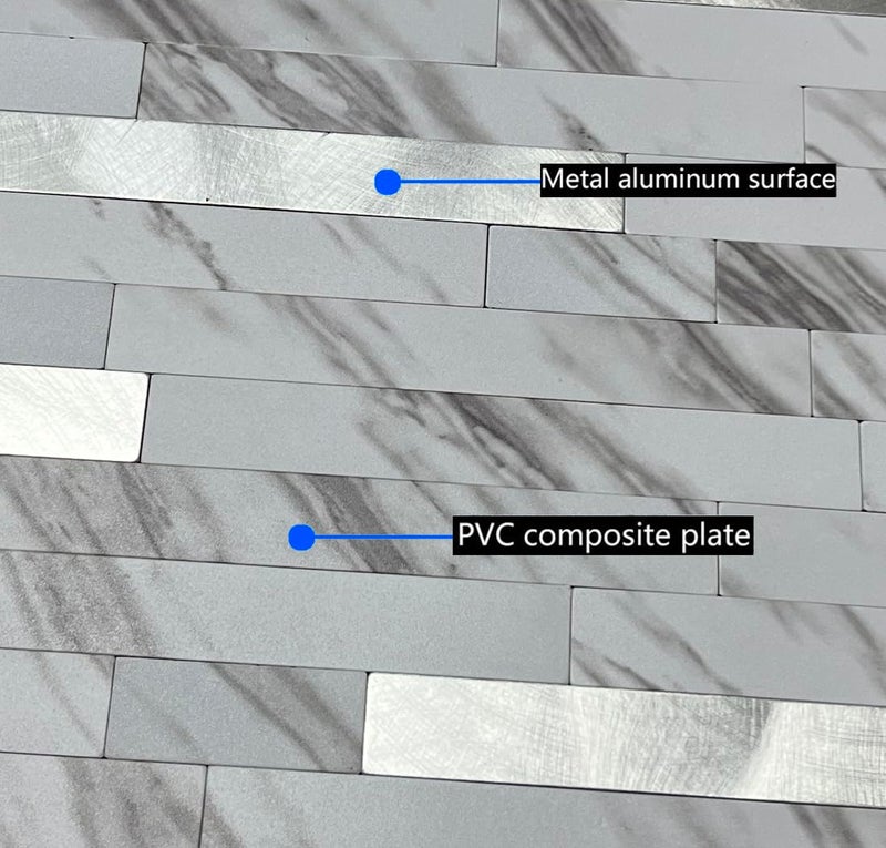 weimeisc 10 Sheets Peel and Stick Backsplash Tile for Kitchen, Self-Adhesive Mosaic Tile, Stick on Bathroom Vanities，Fireplace Décor, Laundry Table (White Marble+Frosted Silver) - Image 3