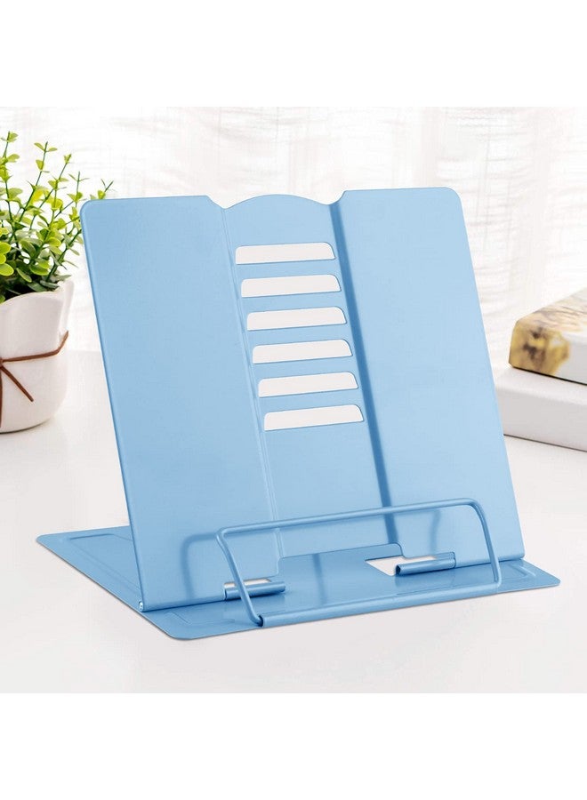 MSDADA Desk Book Stand Metal Reading Rest Book Holder Adjustable Cookbook Documents Holder Bookstands For Recipes Textbook Music Books Christmas Gift For Age 3,4,5,6,7,8,9,10+ Boys Girls (Light Blue) - Image 1