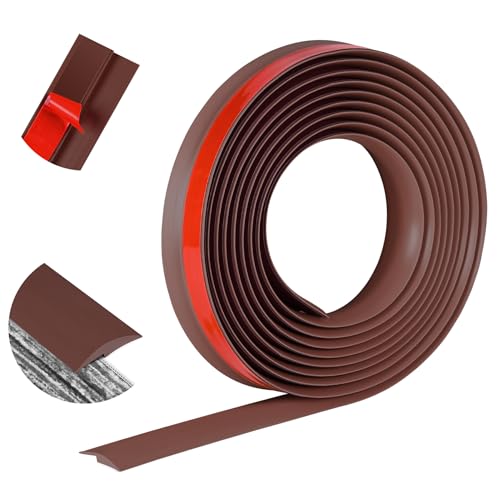 ToLanbbt 20Ft Floor Transition Strip Self Adhesive Carpet to Tile Floor Edging Trim PVC Threshold Strips, Peel and Stick Floor Joining Strip Suitable for Threshold Height Less Than 5mm(Coffee) - Image 1