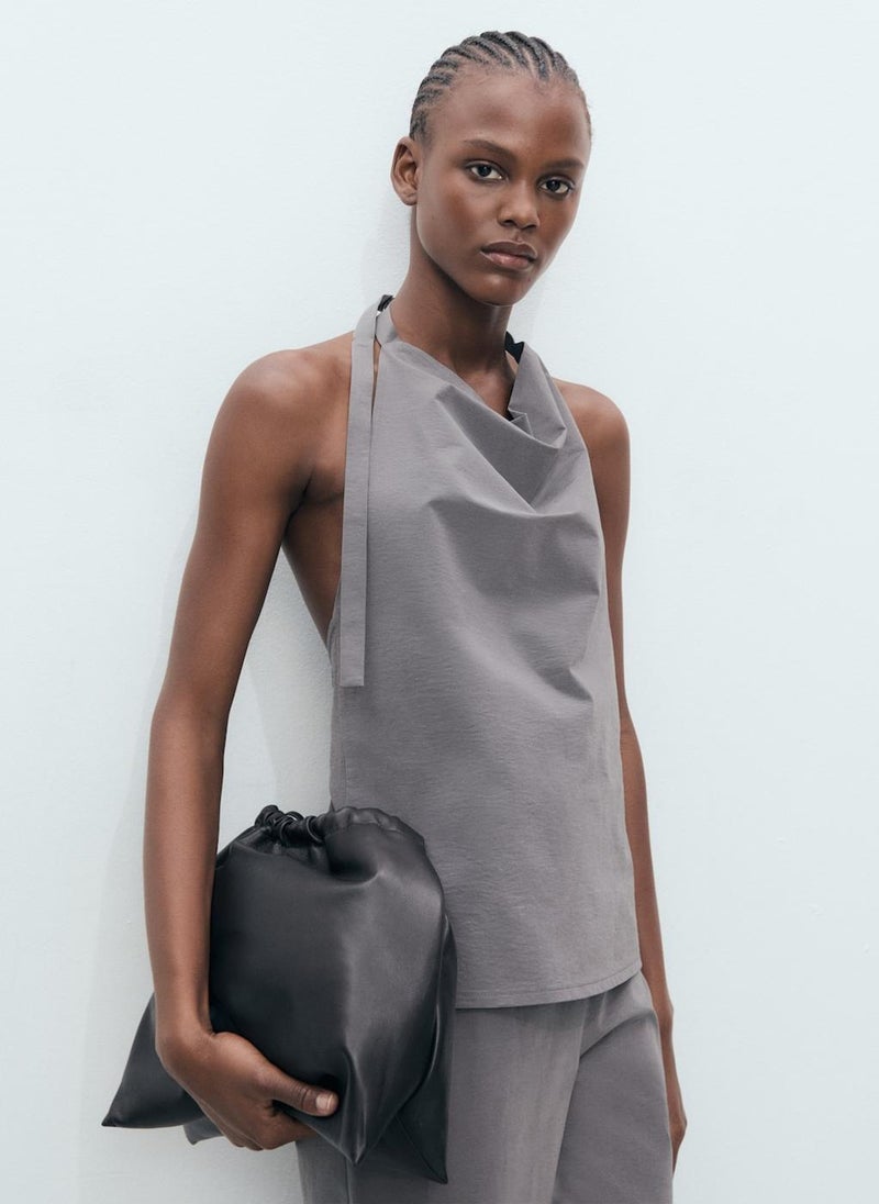 MANGO Open-Back Draped Top  - Image 1