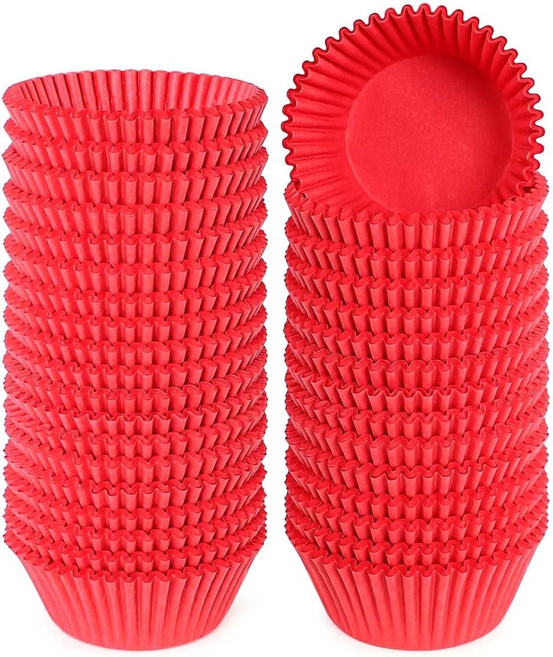 Caperci Standard Red Cupcake Muffin Liners 500-Count, No Smell, Food Grade & Grease-Proof Paper Baking Cups (Red) - Image 1