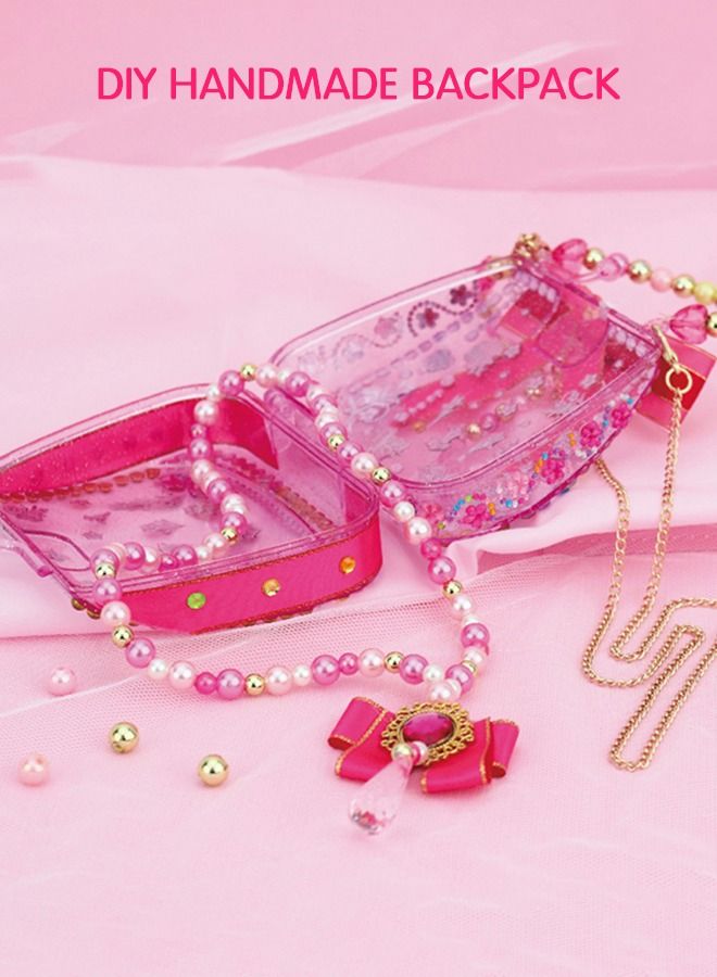 GROIC Dress up Set for Girls, Pink Sequins Crossbody Bag for Toddler Girls, DIY Beads Handbag Toy  - Image 2