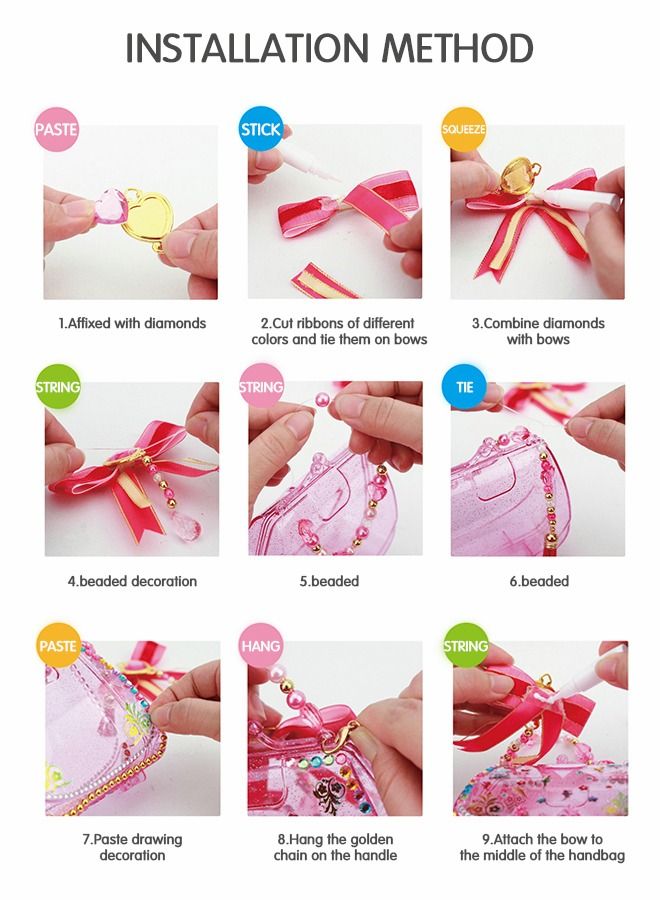 GROIC Dress up Set for Girls, Pink Sequins Crossbody Bag for Toddler Girls, DIY Beads Handbag Toy  - Image 4