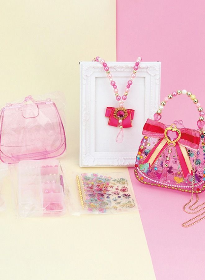 GROIC Dress up Set for Girls, Pink Sequins Crossbody Bag for Toddler Girls, DIY Beads Handbag Toy  - Image 3