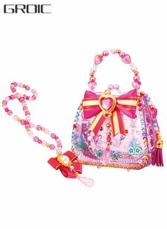 GROIC Dress up Set for Girls, Pink Sequins Crossbody Bag for Toddler Girls, DIY Beads Handbag Toy  - Image 1