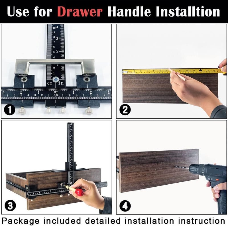 King&Charles Cabinet Hardware Jig, Aluminum Alloy Cabinet Handle Jig with Automatic Center Punch, Avoid Jitter Caused by Direct Drilling, Use for Handles and Pulls on Drawers/Doors. - Image 4