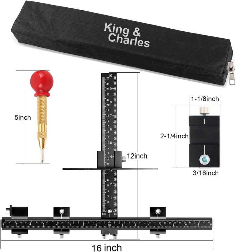 King&Charles Cabinet Hardware Jig, Aluminum Alloy Cabinet Handle Jig with Automatic Center Punch, Avoid Jitter Caused by Direct Drilling, Use for Handles and Pulls on Drawers/Doors. - Image 3
