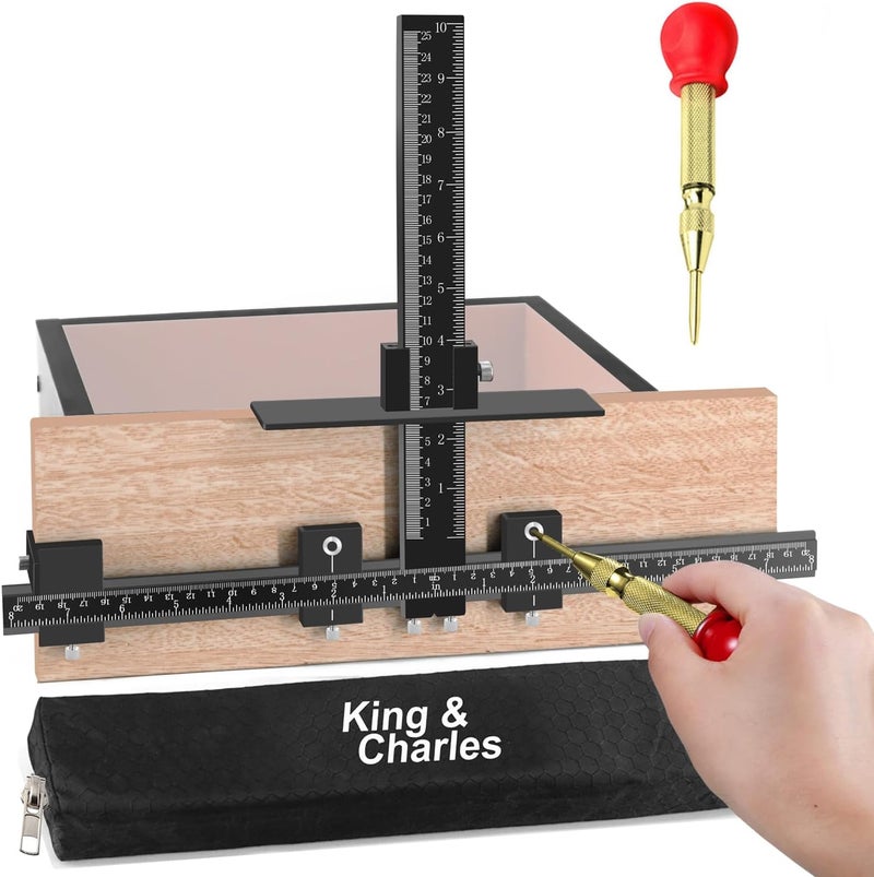 King&Charles Cabinet Hardware Jig, Aluminum Alloy Cabinet Handle Jig with Automatic Center Punch, Avoid Jitter Caused by Direct Drilling, Use for Handles and Pulls on Drawers/Doors. - Image 1