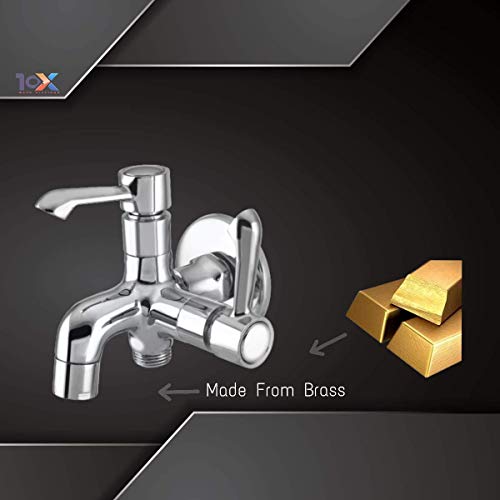 10X Bib Cock Tap 2 in 1 ARW -888 for Bathroom/Kitchen Full Brass Full Chrome - Image 4