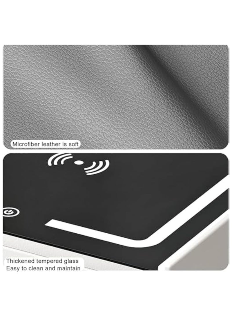 POWER Smart Bedside Table, Bedside Table with 2 Drawers, Multifunctional Bedside Table, Wireless Charging Station + 3 Colors LED Light + USB Port + Bluetooth Speaker, 50x40x46cm(White) - Image 5