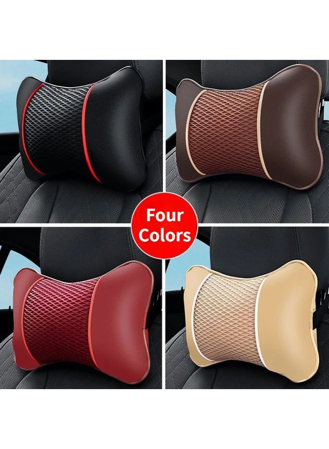 Universal Black PU Leather Car Pillow Headrest Neck Support Cushion Seat Accessories - Image 3