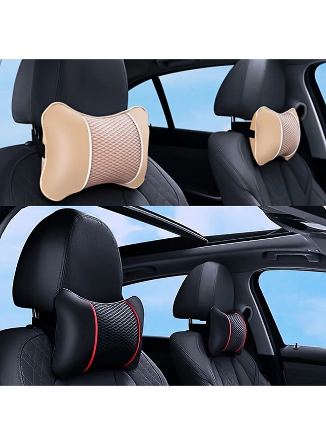 Universal Black PU Leather Car Pillow Headrest Neck Support Cushion Seat Accessories - Image 1