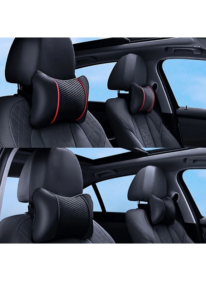 Universal Black PU Leather Car Pillow Headrest Neck Support Cushion Seat Accessories - Image 4