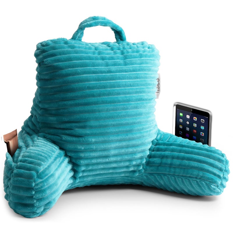 Nestl Nestl Cut Plush Striped Reading Pillow for Kids  Teens Small Back Pillow Back Support Pillow Shredded Memory Foam Bed Rest Pillow with Arms Teal 