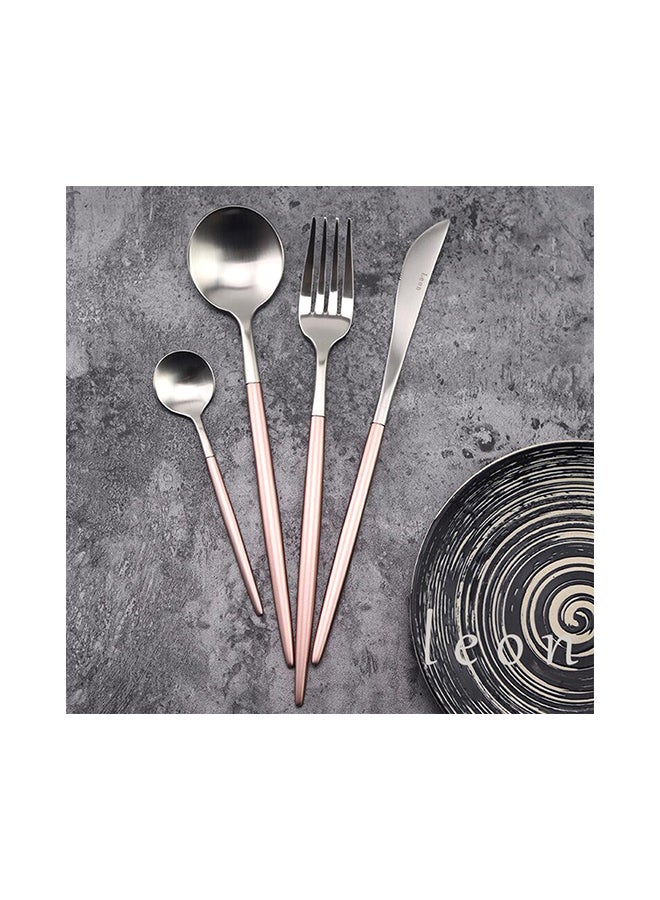 إسكدنيا طقم أدوات مائدة للعشاء مكون من 4 قطع فضي / وردي - Image 2