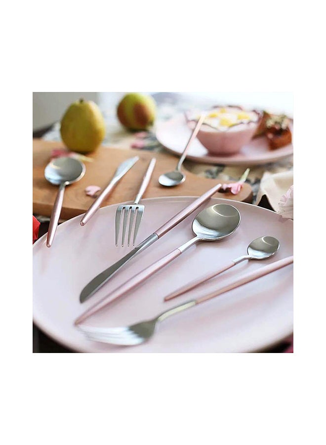إسكدنيا طقم أدوات مائدة للعشاء مكون من 4 قطع فضي / وردي - Image 5