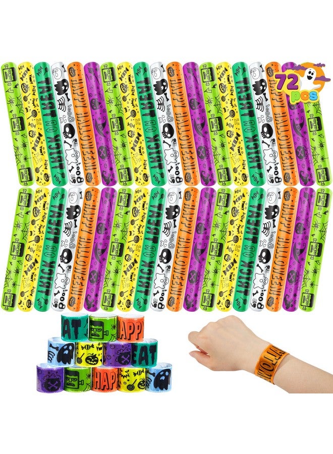 JOYIN 72 Pcs Halloween Slap Bracelets, Slap Bracelets Bulk for Kids Gifts, Friendship Bracelets for Halloween Goodie Bag Fillers, Halloween Party Favors School Classroom Game Prizes - Image 1