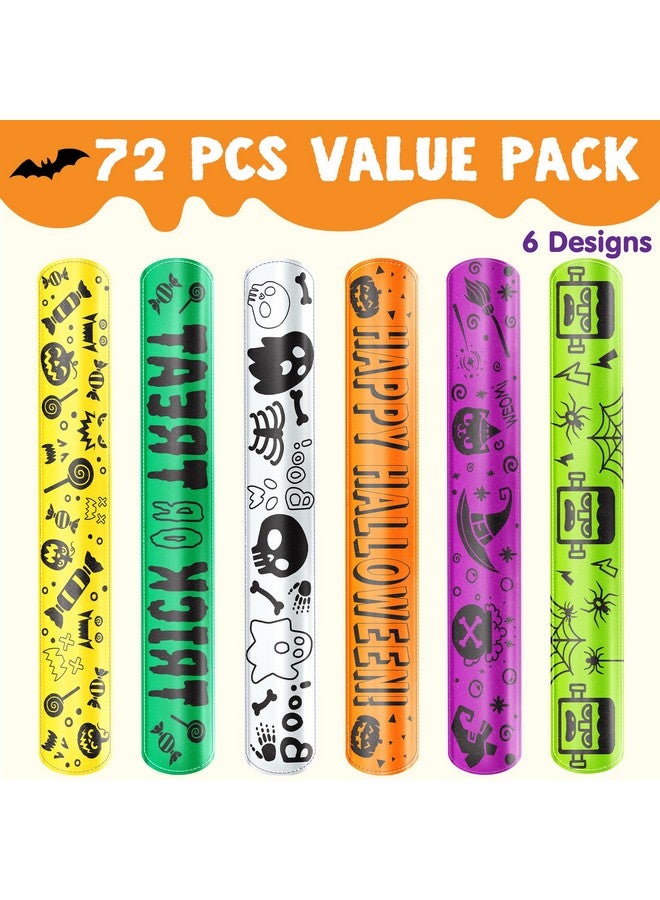 JOYIN 72 Pcs Halloween Slap Bracelets, Slap Bracelets Bulk for Kids Gifts, Friendship Bracelets for Halloween Goodie Bag Fillers, Halloween Party Favors School Classroom Game Prizes - Image 2