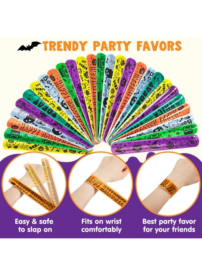 JOYIN 72 Pcs Halloween Slap Bracelets, Slap Bracelets Bulk for Kids Gifts, Friendship Bracelets for Halloween Goodie Bag Fillers, Halloween Party Favors School Classroom Game Prizes - Image 3