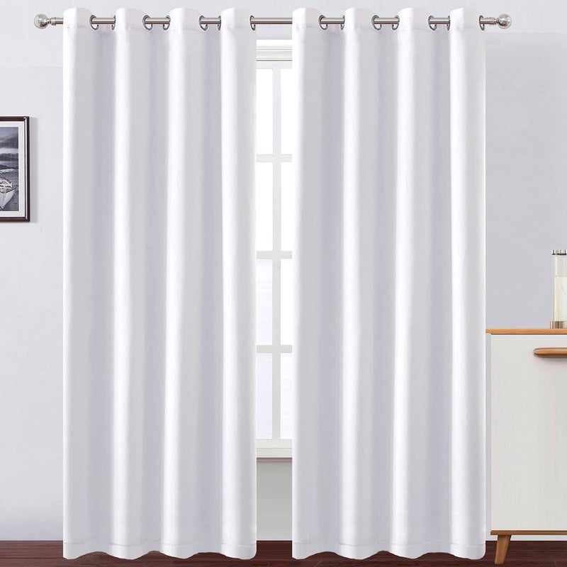 LEMOMO 100% Blackout Curtains 52 x 84 Inches Long Thermal Insulated White Curtains with Black Liner Set of 2 Panels for Nursery Room - Image 2