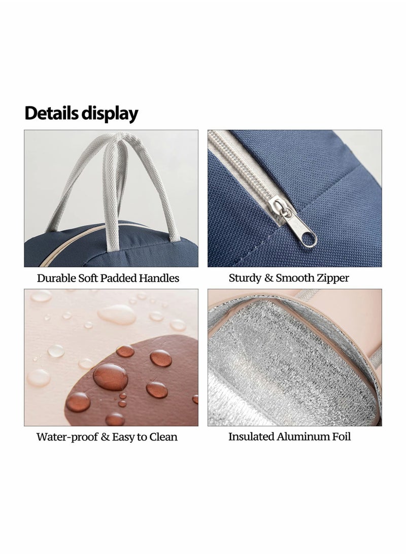 SYOSI - Cute Lunch Bags for Women, Fashion Lunch Box Containers Thermal Waterproof Lunch Organizer Insulated Lunch Tote Bag for Girls Men Adult Work School Picnic (Navy Blue) - Image 1