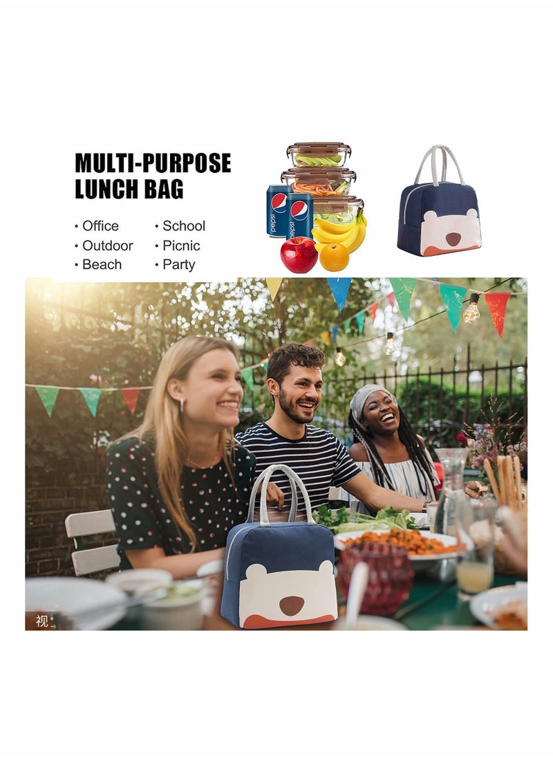 SYOSI - Cute Lunch Bags for Women, Fashion Lunch Box Containers Thermal Waterproof Lunch Organizer Insulated Lunch Tote Bag for Girls Men Adult Work School Picnic (Navy Blue) - Image 1