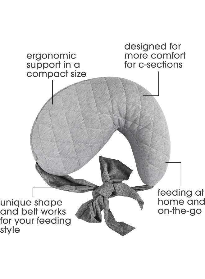 بوبي Boppy Anywhere Support Nursing Pillow, Soft Gray Heathered with Stretch Belt - Image 2