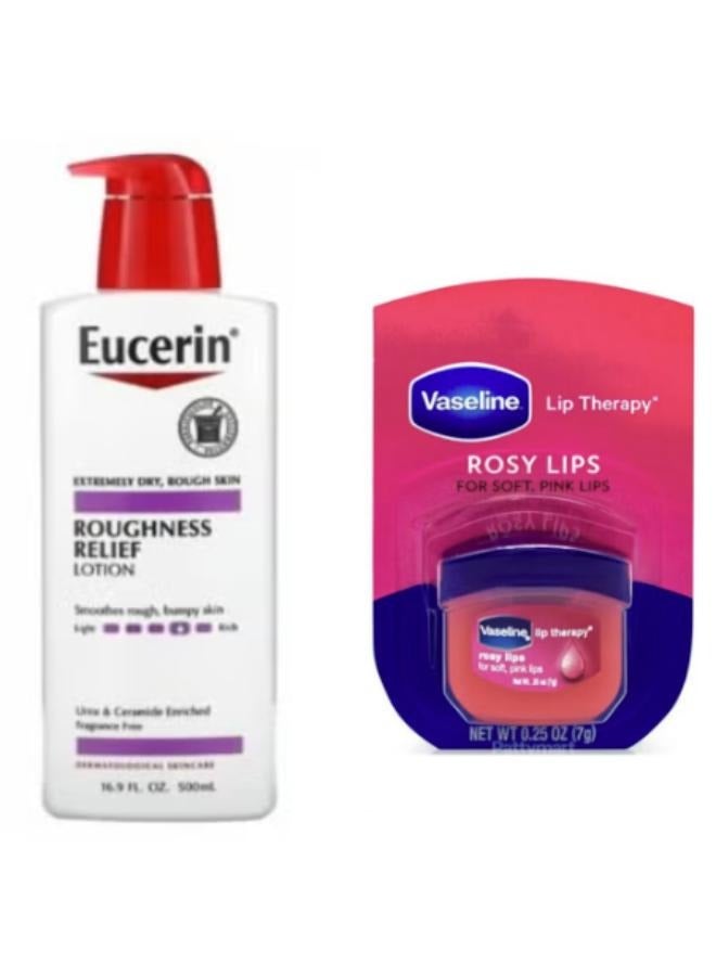 فازلين مستحضر ليب ثيرابي للحصول على شفاه وردية وردي 7جرام +لوشن خاص بالخشونة - لوشن لكامل الجسم بشكل قوي وشامل 500 مل - Image 1