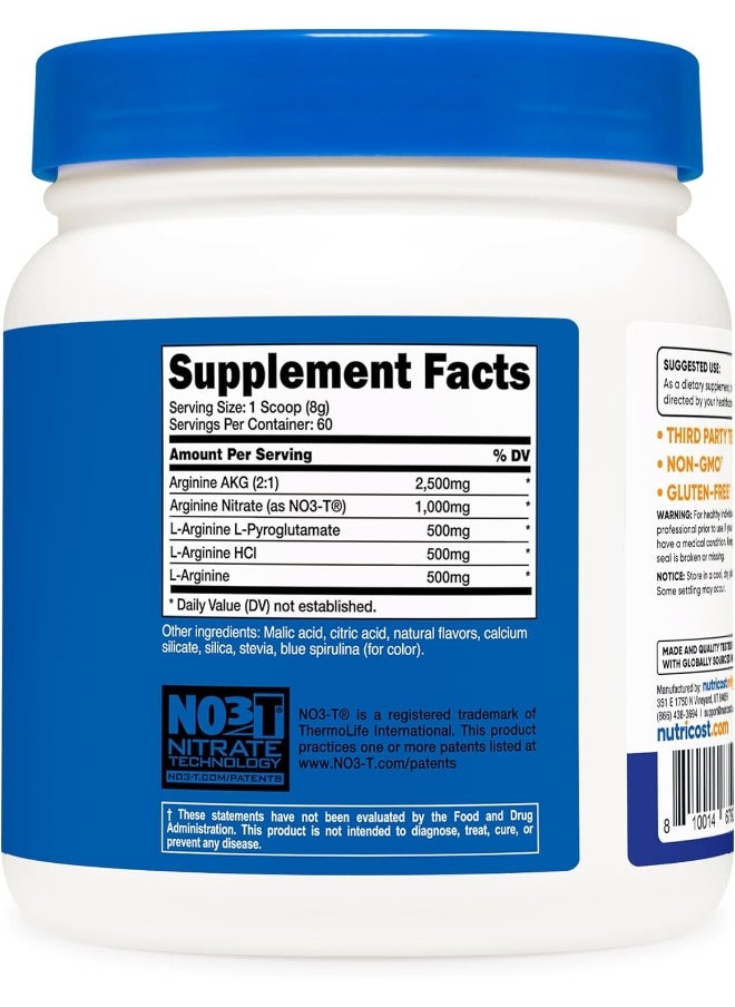 Nutricost L-Arginine Complex (Blue Raspberry, 60 Servings) - Gluten Free, Non-GMO