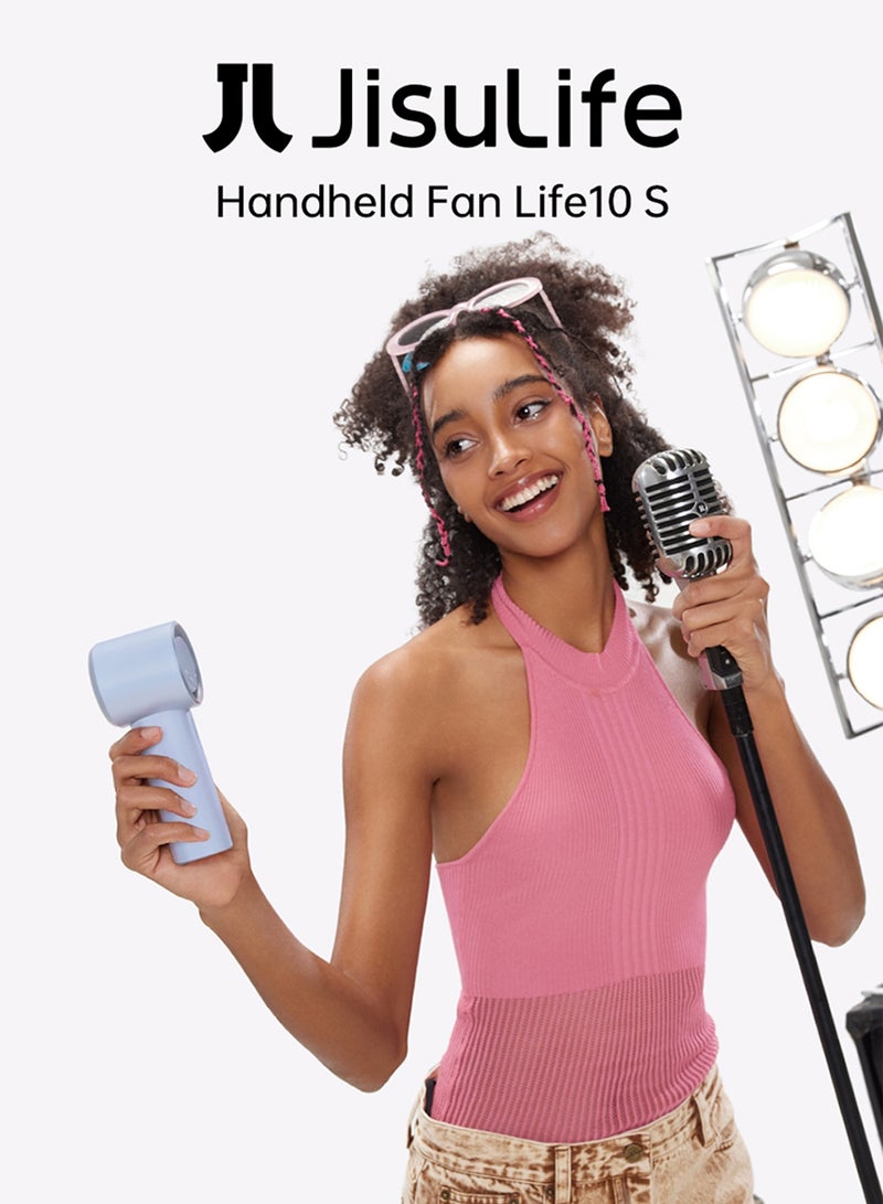 JISULIFE JISULIFE Portable Handheld Fan Life10, Turbo Power High Speed Air [28H Max Cooling Time], 5 Gear Wind, 5000mAh Rechargeable, Mini Pocket Design, Personal Fan for for Women Men Travel Camping Outdoor - Blue  - Image 2