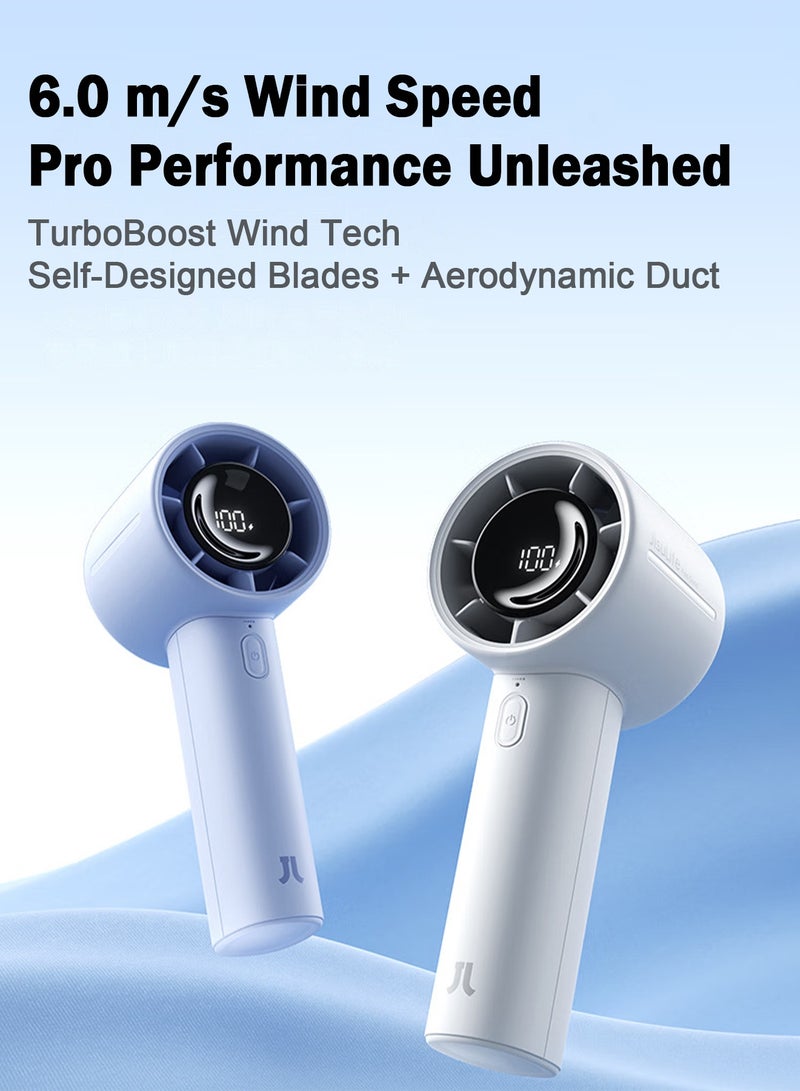JISULIFE JISULIFE Portable Handheld Fan Life10, Turbo Power High Speed Air [28H Max Cooling Time], 5 Gear Wind, 5000mAh Rechargeable, Mini Pocket Design, Personal Fan for for Women Men Travel Camping Outdoor - Blue  - Image 5