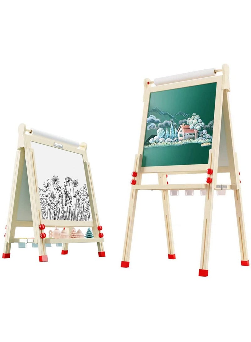 LIMOS Adjustable Double Sided Drawing Board with Paper Roll, Whiteboard & Chalkboard(F35-170CM) - Image 1