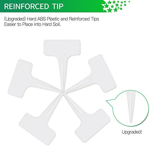Prudance® 50 Pack Reusable Waterproof Plant Markers for Garden T-Type Plant Labels for Seedlings Potted Plants Vegetables Succulents Durable Weatherproof Garden Tags (White) - Image 3