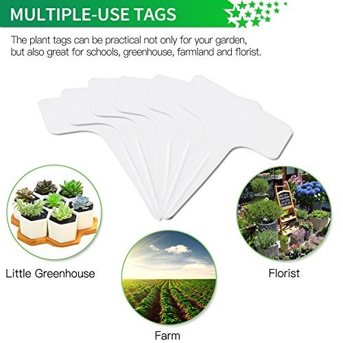 Prudance® 50 Pack Reusable Waterproof Plant Markers for Garden T-Type Plant Labels for Seedlings Potted Plants Vegetables Succulents Durable Weatherproof Garden Tags (White) - Image 4