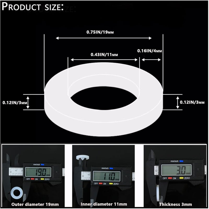 AimatRun 20 PCS 1/2" Silicone Gaskets Kitchen Water Hose Washers, Tank Connector Bulkhead Fittings, Faucet & Shower Hose Seals, Rubber Washers for Toilet Water Line Replacement & Flange Sealing - Image 3