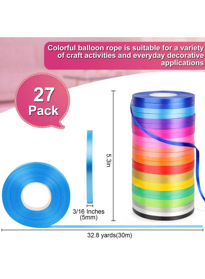 vivinin 27 Roll Curling Ribbon, 3/16 Inch X 32.8 Yard Balloon String, 15 Colors Ribbons for Crafts, Balloon String Ribbon for Party, Festival, Florist Flower - Image 2