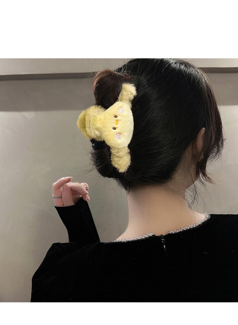 SOLARAE 4 Pack Cartoon Plush Hair Claw Clips, Lovely Frog Chick Hair Jaw Clips, Suitable for Thick Thin Hair Stylish Curly Hair Accessories - Image 4