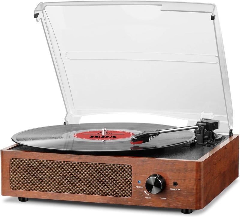 cotsoco Vinyl Record Player Turntable with Built-in Bluetooth Receiver & 2 Stereo Speakers, 3 Speed 3 Size Portable Retro Record Player for Entertainment and Home Decoration - Image 1