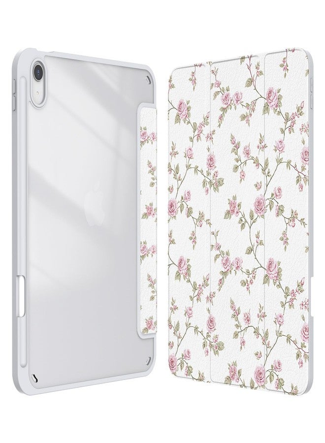 Xkladz Case for iPad 10th Generation 10.9 inch 2022, Case with Pencil Holder, Stand Clear Back Cover Cute Cool Design for Women Girls Boys, Auto Sleep/Wake, Pink Flower - Image 1
