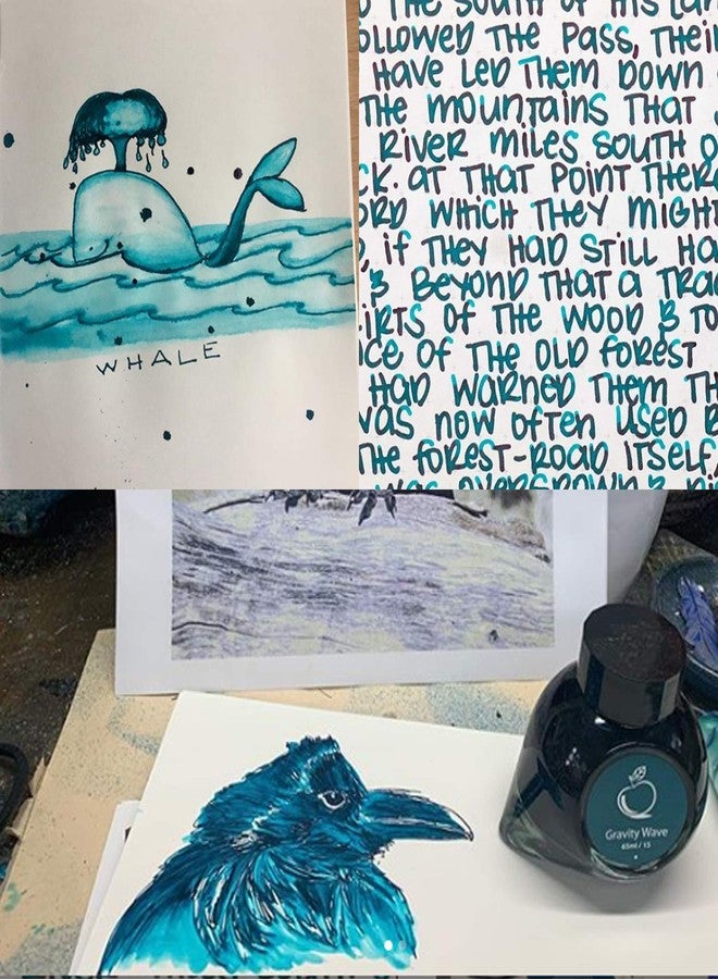 Colorverse Gravity Wave | Turquoise | Fountain Pen Ink Bottles | 65ml & 15ml | Dye Based | 2 Bottle Set | Astrophysics Series - Image 3