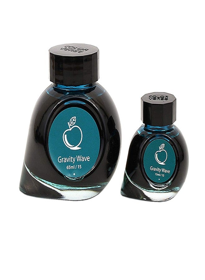 Colorverse Gravity Wave | Turquoise | Fountain Pen Ink Bottles | 65ml & 15ml | Dye Based | 2 Bottle Set | Astrophysics Series - Image 1