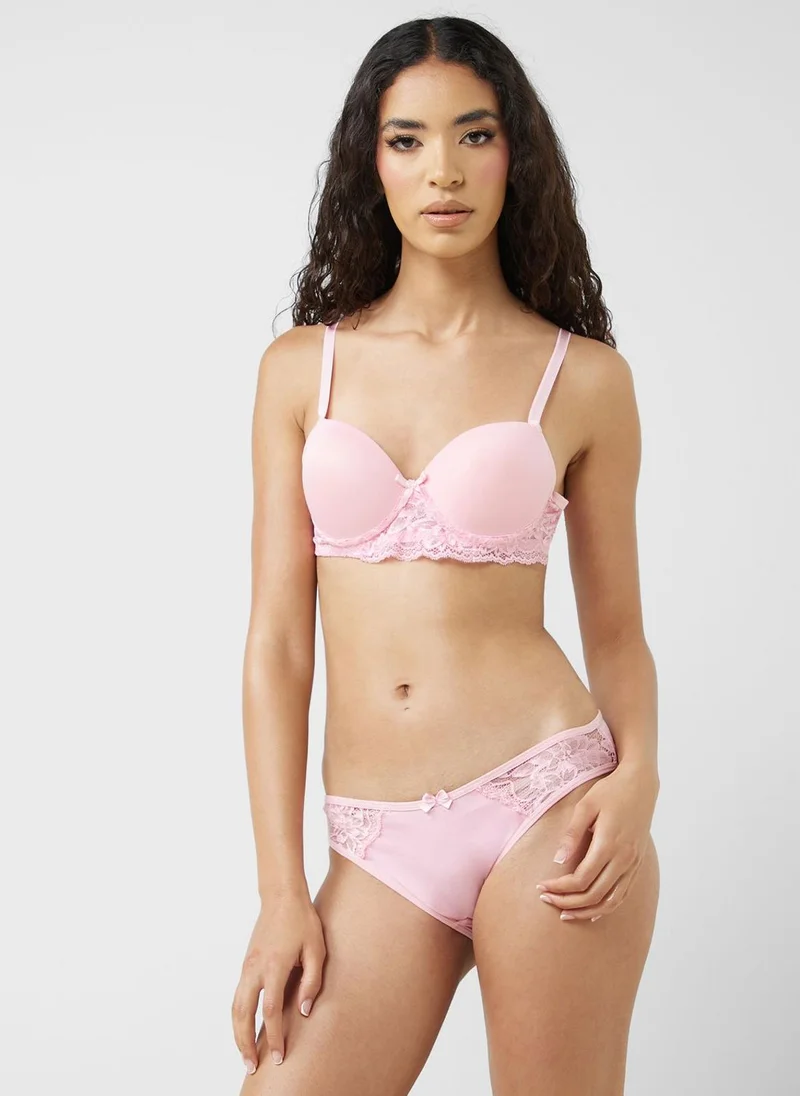 ELLA Lace Trim Bra & Brief Set