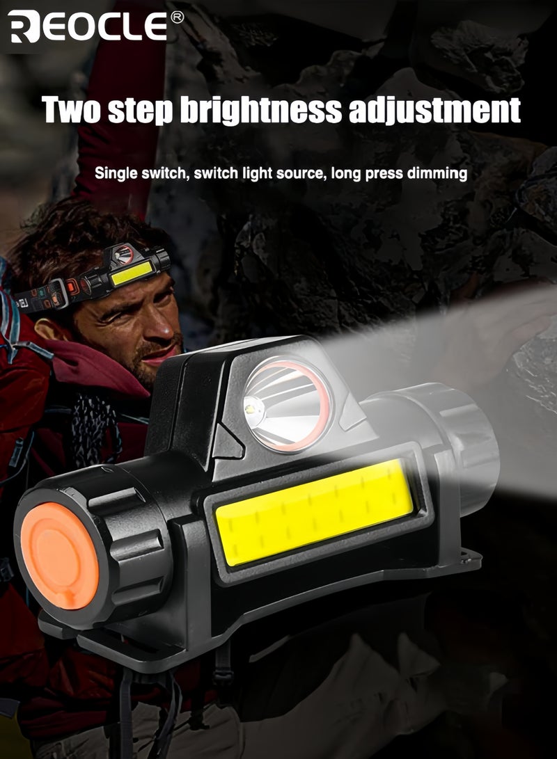 ريوكل مصباح رأس LED مجموعة مصباح كاشف إكس بي إي ومصباح فيضان كوب قابل للشحن عبر يو إس بي مصباح محمول بعمر بطارية طويل مثالي للتخييم التنزه الصيد - Image 1
